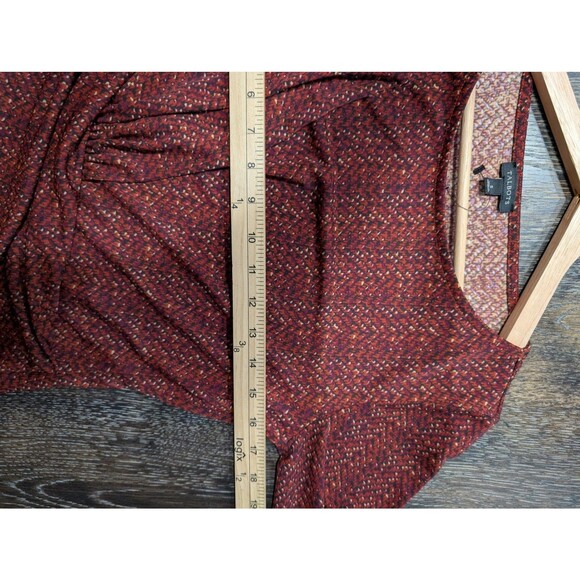 Talbots Dress Small Red Multicolor Ruched Waist 3/4 Sleeve Knit Boat Neck Mb - Picture 6 of 7